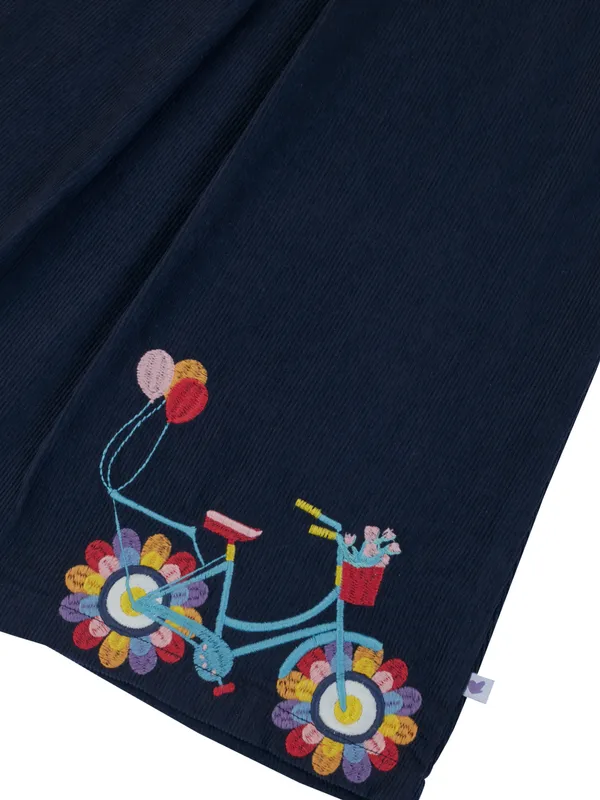 Girls_Organic_Cotton_Navy_Blue_Dress_Sleeveless_A_Line_With_Bicycle_Embroidery