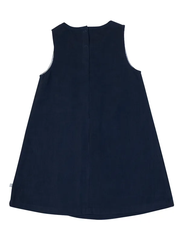 Girls_Organic_Cotton_Navy_Blue_Dress_Sleeveless_A_Line_With_Bicycle_Embroidery