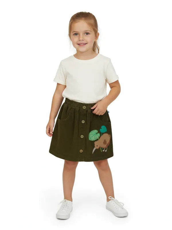 Girls_Organic_Cotton_Corduroy_Skirt_With_Kiwi_Bird_Embroidery_Brown