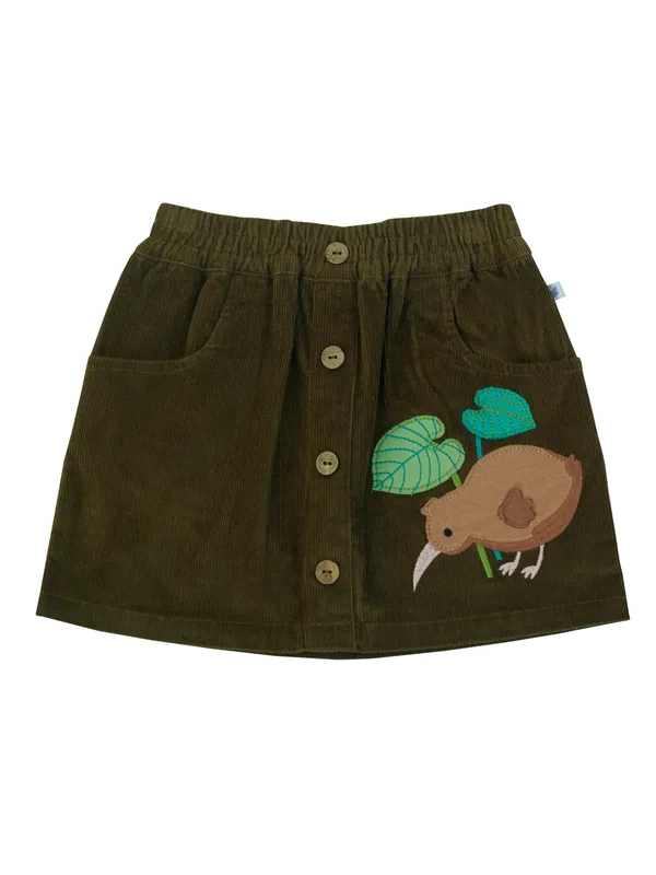 Girls_Organic_Cotton_Corduroy_Skirt_With_Kiwi_Bird_Embroidery_Brown