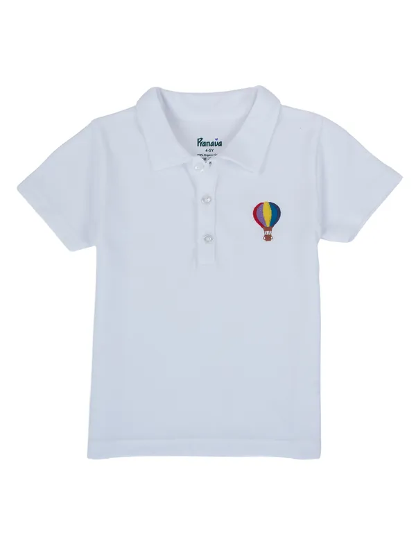 Organic_Cotton_Pique_Half_Sleeves_Embroidered_Balloon_On_Pocket_Polo_T_Shirt_White