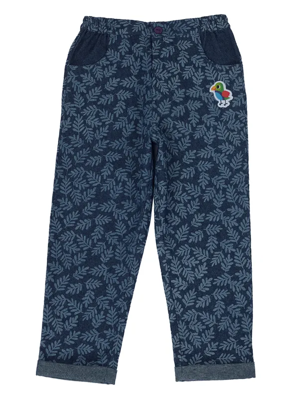 Organic_Cotton_Denim_Full_Length_Leaf_All_Over_Print_And_Bird_Print_Patch_Pant_Blue