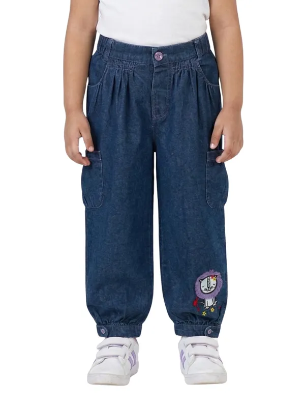 Organic_Cotton_Denim_Cute_Tiger_Applique_Pant_Dark_Blue