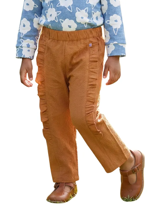 Organic_Cotton_Woven_Solid_Textured_With_Side_Frill_Pant_Marigold