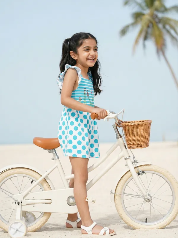 Girls_Organic_Cotton_Interlock_Sleev_Less_Polka_Dots_Print_And_Flower_Embroidered_Dress_Blue