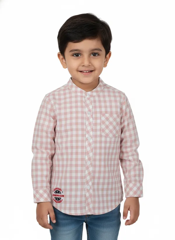 Organic_Cotton_Poplin_Full_Sleeves_Embroidered_Gingham_Check_Shirt_Rose_Pink