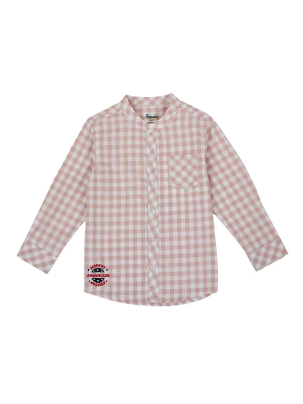 Organic_Cotton_Poplin_Full_Sleeves_Embroidered_Gingham_Check_Shirt_Rose_Pink