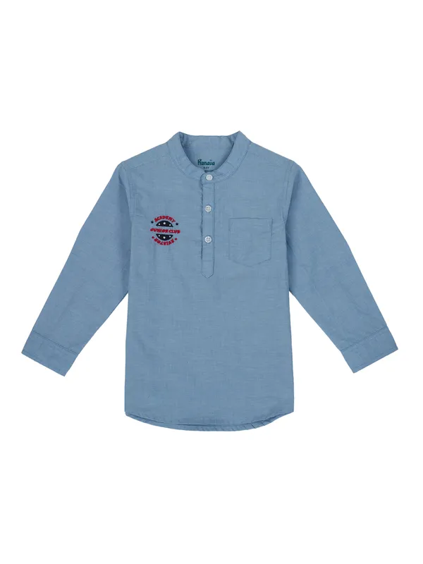 Organic_Cotton_Chambray_Full_Sleeves_Embroidered_Solid_Casual_Shirt_Blue