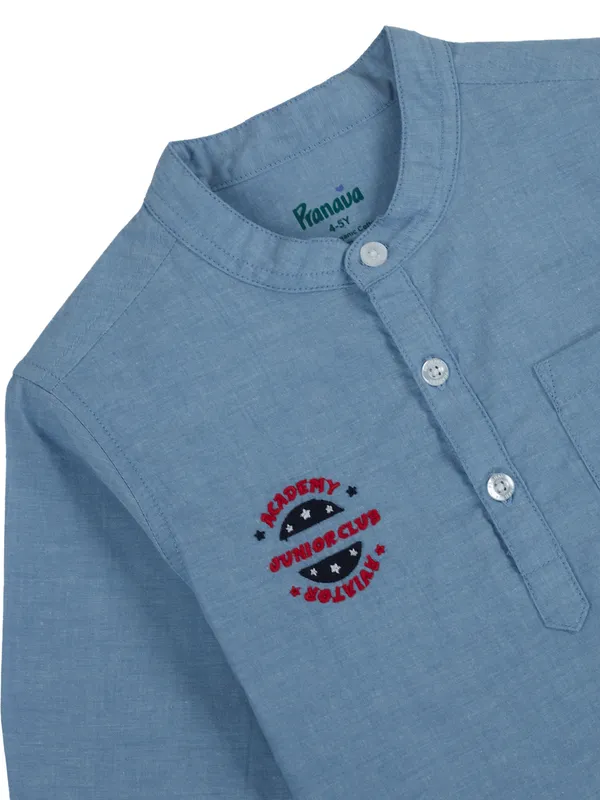 Organic_Cotton_Chambray_Full_Sleeves_Embroidered_Solid_Casual_Shirt_Blue