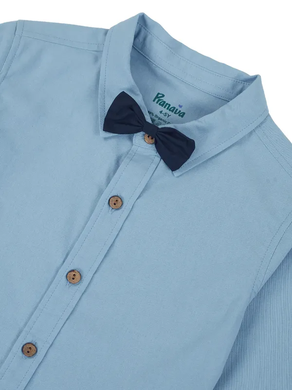 Organic_Cotton_Poplin_Full_Sleeves_Shirt_With_Bowtie_Tide_Blue