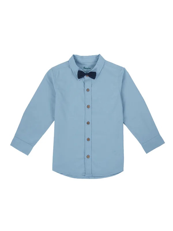 Organic_Cotton_Poplin_Full_Sleeves_Shirt_With_Bowtie_Tide_Blue