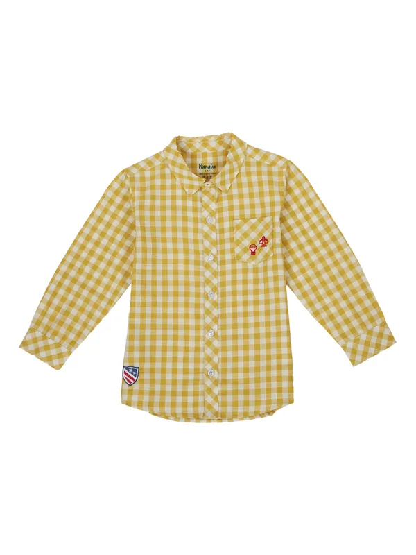 Organic_Cotton_Poplin_Full_Sleeves_Embroidery_On_The_Pocket_Checkered_Shirt_Yellow