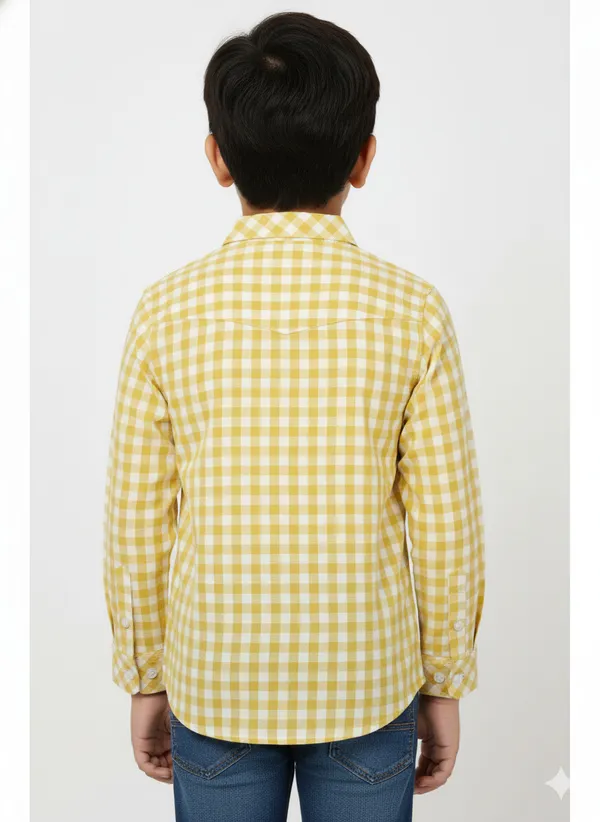 Organic_Cotton_Poplin_Full_Sleeves_Embroidery_On_The_Pocket_Checkered_Shirt_Yellow