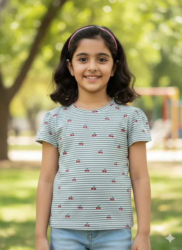 Organic_Cotton_Single_Jersey_Half_Sleeves_Cherry_All_Over_Print_Top_Green