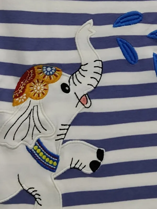 Girls_Organic_Cotton_Interlock_Short_Sleeve_Stripe_And_Elephant_Print_Top_Gold