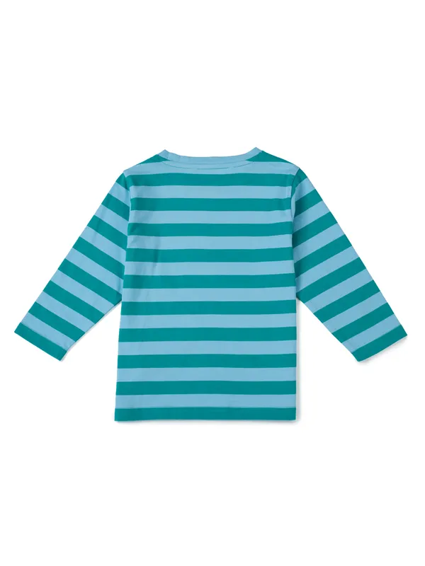 Organic_Cotton_Knits_Full_Sleeve_Giraffe_With_Car_Applique_Stripe_T_Shirt_Teal_And_Light_Blue