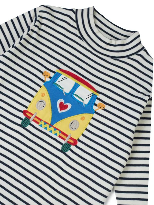 Organic_Cotton_Knits_Full_Sleeve_Bright_And_Colourful_Van_Applique_Striped_T_Shirt_Navy_And_White