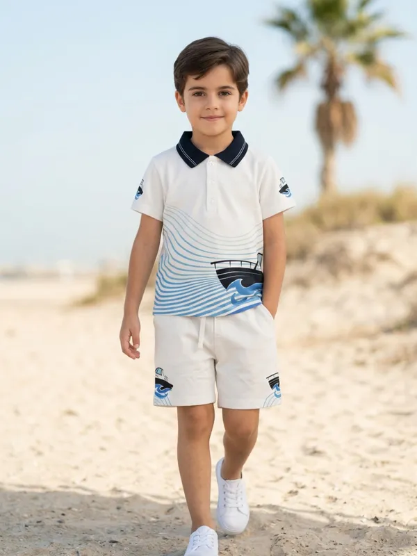 Boys_Organic_Cotton_Pique_Short_Sleeve_Wave_Boat_Chest_Print_And_Tipping_Embroidered_Polo_T_Shirt_And_Shorts_Set_White