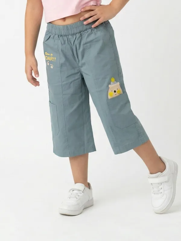 Girls_Organic_Cotton_Poplin_Ankle_Length_Teddy_And_Text_Print_Pant_Blue