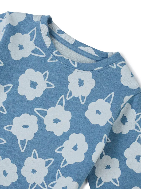 Organic_Cotton_Fleece_Full_Sleeve_All_Over_Floral_And_Bunny_Printed_Top_Blue