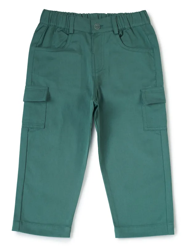 Organic_Cotton_Woven_Elastic_Waist_Cargo_Pants_Green
