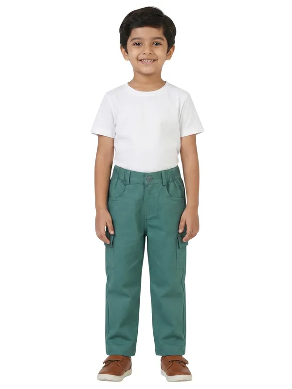 Organic_Cotton_Woven_Elastic_Waist_Cargo_Pants_Green