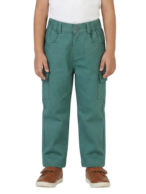 Organic_Cotton_Woven_Elastic_Waist_Cargo_Pants_Green