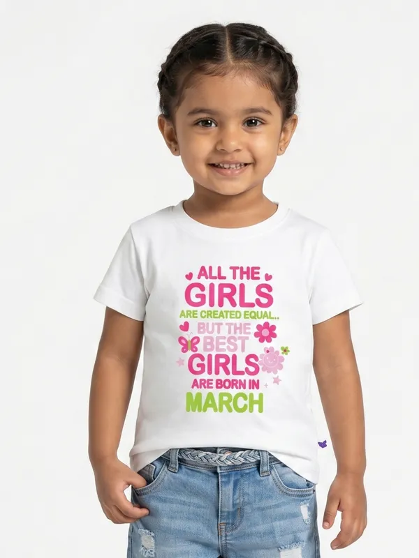 Girls_March_Birthday_T-Shirt_|_100%_Organic_Cotton_|_White_Printed_Half_Sleeve_Round_Neck_Kids_Tee