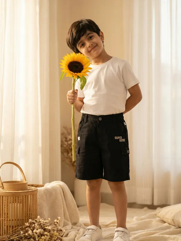 Boys_Organic_Cotton_Ripstop_Knee_Length_Embroidered_Shorts_Black