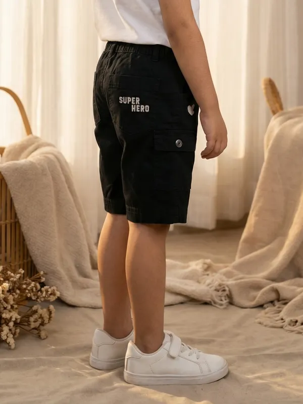 Boys_Organic_Cotton_Ripstop_Knee_Length_Embroidered_Shorts_Black