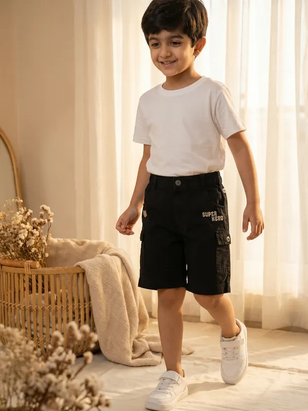 Boys_Organic_Cotton_Ripstop_Knee_Length_Embroidered_Shorts_Black