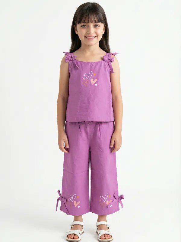 Girls_Organic_Cotton_Cambric_Sleevless_Hearts_Glitter_Print_Baby_Camisole_And_Pant_Set_Voilet