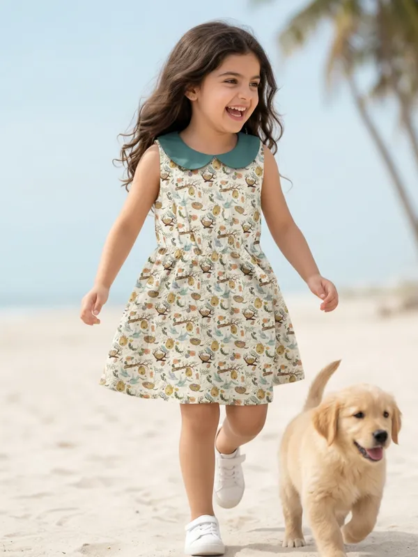 Girls_Organic_Cotton_Single_Jersey_Sleevless_Birds_And_The_All_Over_Print_Dress_Green