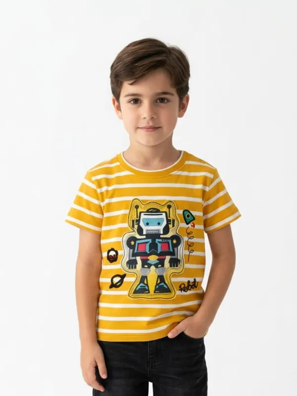 Boys_Organic_Cotton_Interlock_Shortsleev_Robot_Dp_Patch_And_Embroidered_T_Shirt_Yellow
