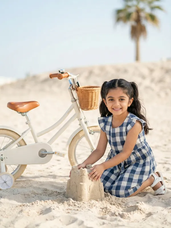Girls_Organic_Cotton_Checks_Sleeveless_Solid_Dress_Blue