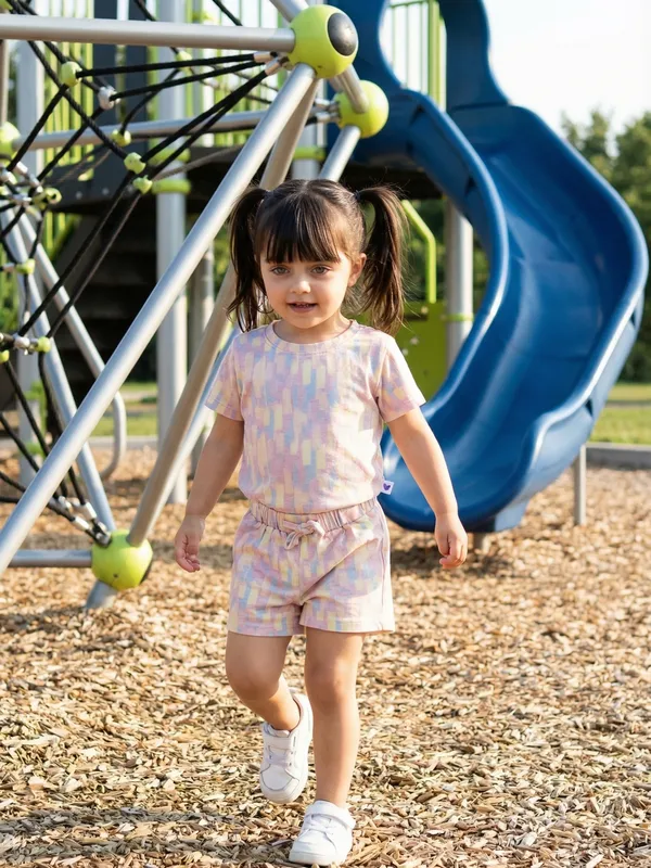 Girls_Organic_Cotton_Single_Jersey_Short_Sleev_All_Over_Print_Top_And_Shorts_Set_Cream