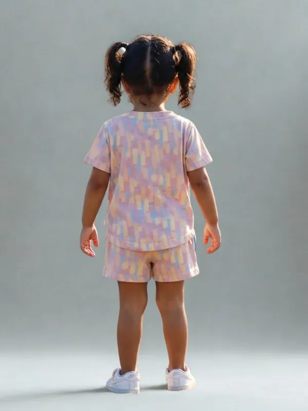 Girls_Organic_Cotton_Single_Jersey_Short_Sleev_All_Over_Print_Top_And_Shorts_Set_Cream