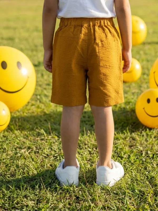 Boys_Organic_Cotton_Dobby_Knee_Length_My_Fun_Embroidered_Shorts_Gold