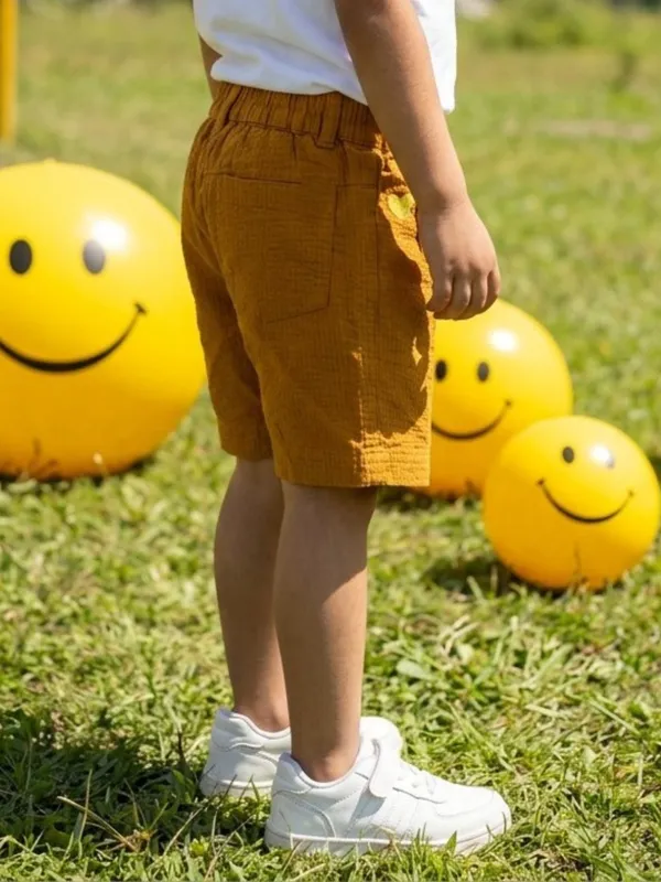 Boys_Organic_Cotton_Dobby_Knee_Length_My_Fun_Embroidered_Shorts_Gold