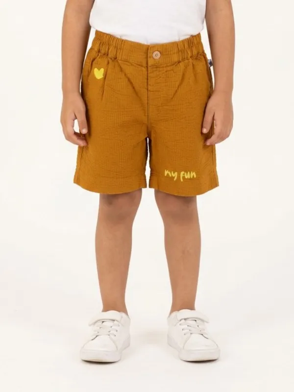 Boys_Organic_Cotton_Dobby_Knee_Length_My_Fun_Embroidered_Shorts_Gold