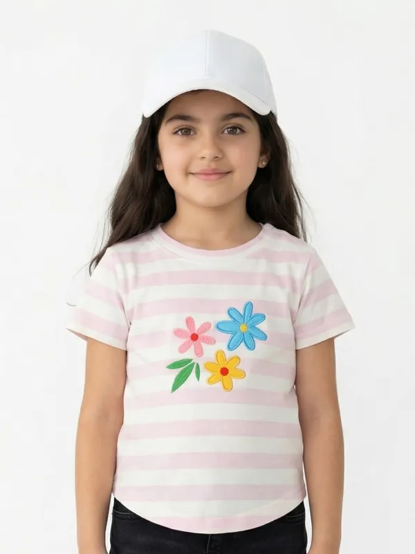 Girls_Organic_Cotton_Single_Jersey_Short_Sleev_Flower_Embroidered_Top_Pink