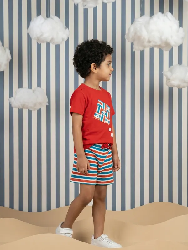 Boys_Organic_Cotton_Single_Jersey_Short_Sleeve_Xo_Game_Applique_T_Shirt_And_Shorts_Set_Red
