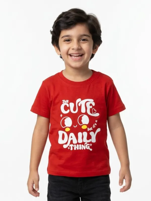 Boys_Organic_Cotton_Single_Jersey_Short_Sleev_Cute_Daily_Thinking_Print_T_Shirt_Red