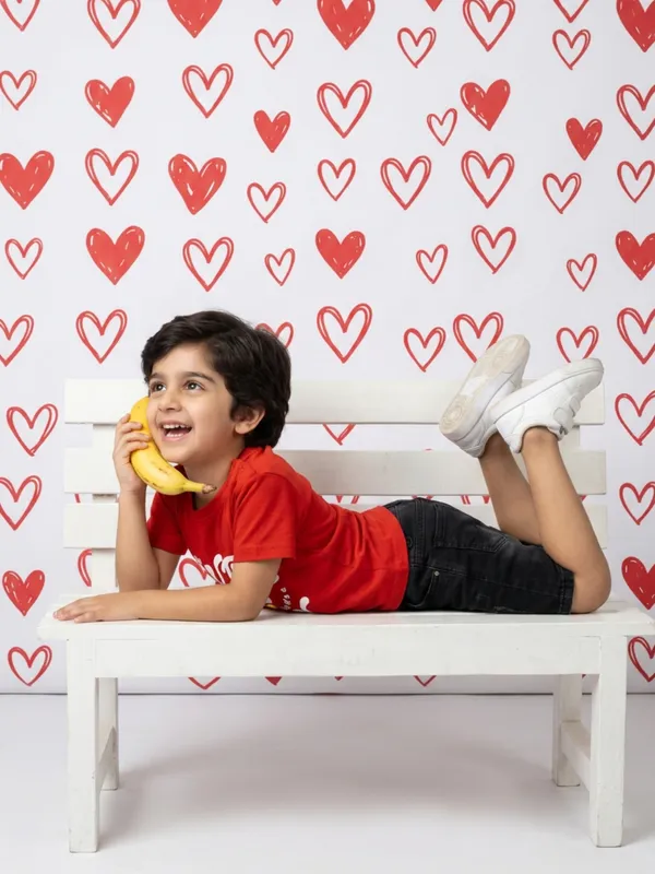 Boys_Organic_Cotton_Single_Jersey_Short_Sleev_Cute_Daily_Thinking_Print_T_Shirt_Red