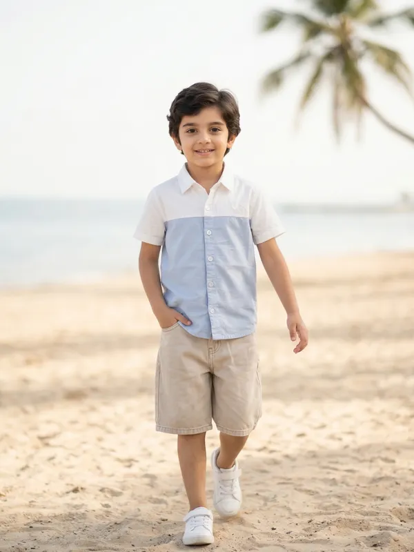 Boys_Organic_Cotton_Poplin_Short_Sleeve_Heart_Logo_Applique_Shirt_Blue