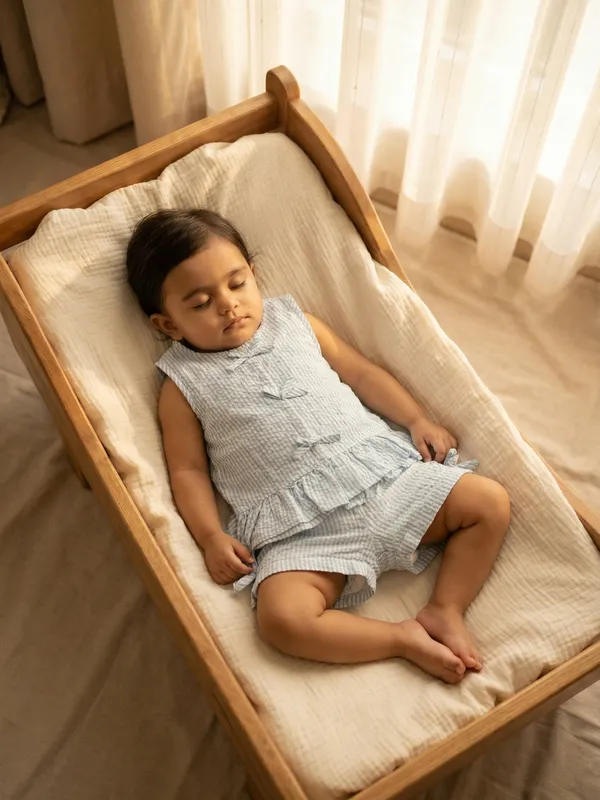 Girls_Organic_Cotton_Seer_Sucker_Sleevless_Striped_Top_And_Shorts_Set_Blue