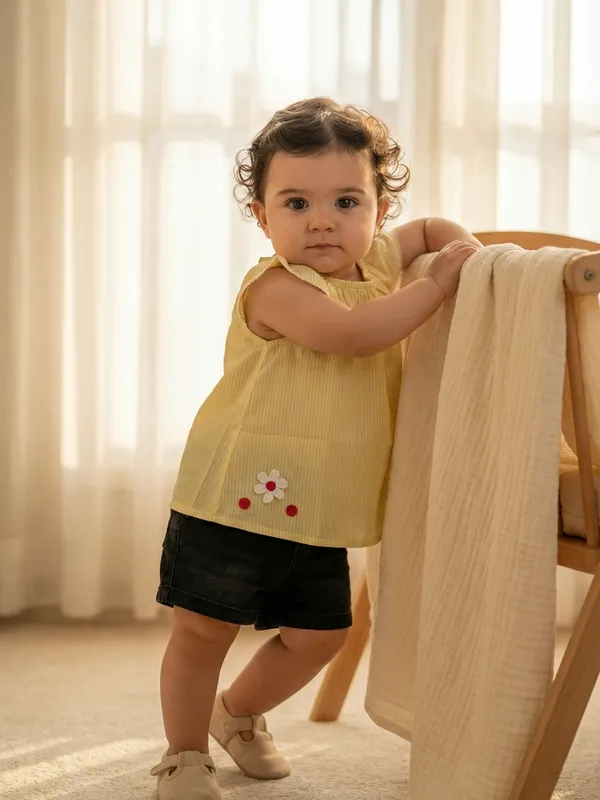Girls_Organic_Cotton_Poplin_Sleevless_Flowers_Applique_Raglon_Top_And_Bloomer_Set_Yellow