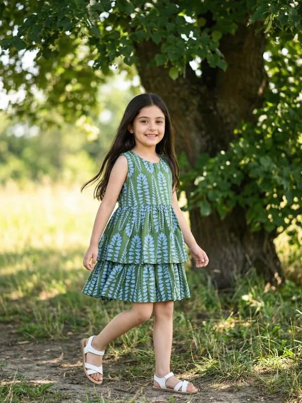 Girls_Organic_Cotton_Poplin_Sleevless_All_Over_Print_Dress_Green