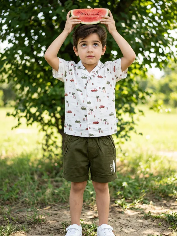 Boys_Organic_Cotton_Poplin_Short_Sleeve_Surfing_All_Over_Print_Shirt_And_Shorts_Set_White_And_Green