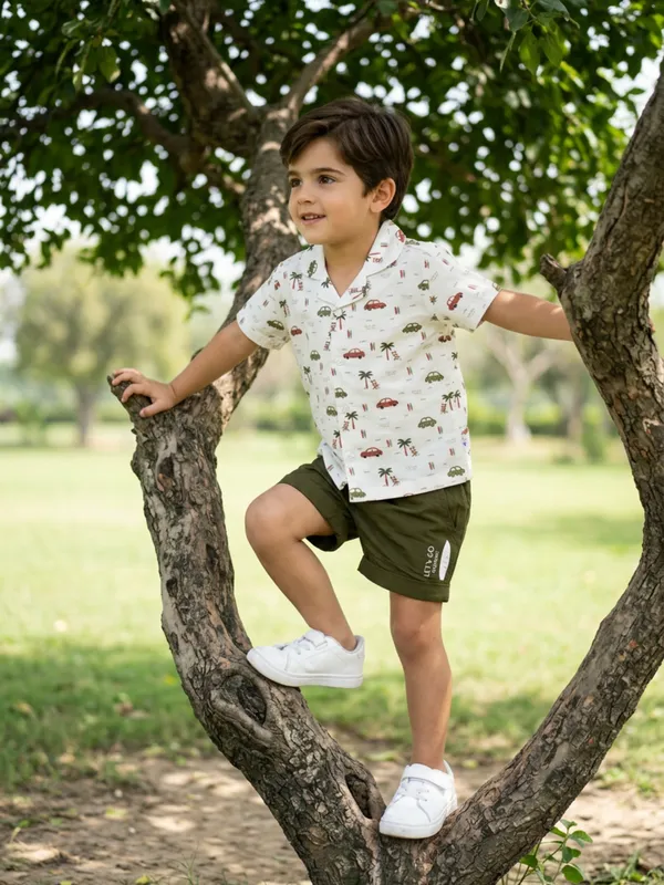 Boys_Organic_Cotton_Poplin_Short_Sleeve_Surfing_All_Over_Print_Shirt_And_Shorts_Set_White_And_Green